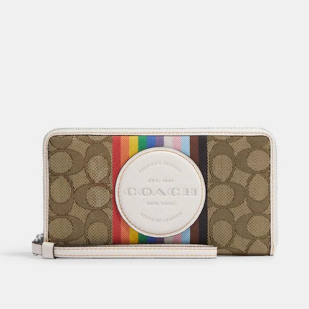 Coach Dempsey Large Wallet in Rainbow Signature Canvas